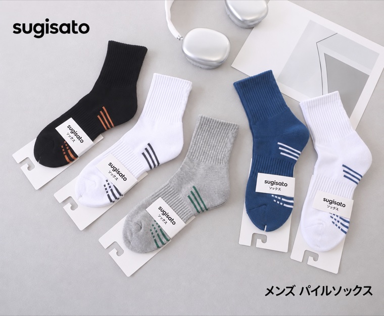 SG-007, Men's terry socks, SUGISATO branding and packaging concept